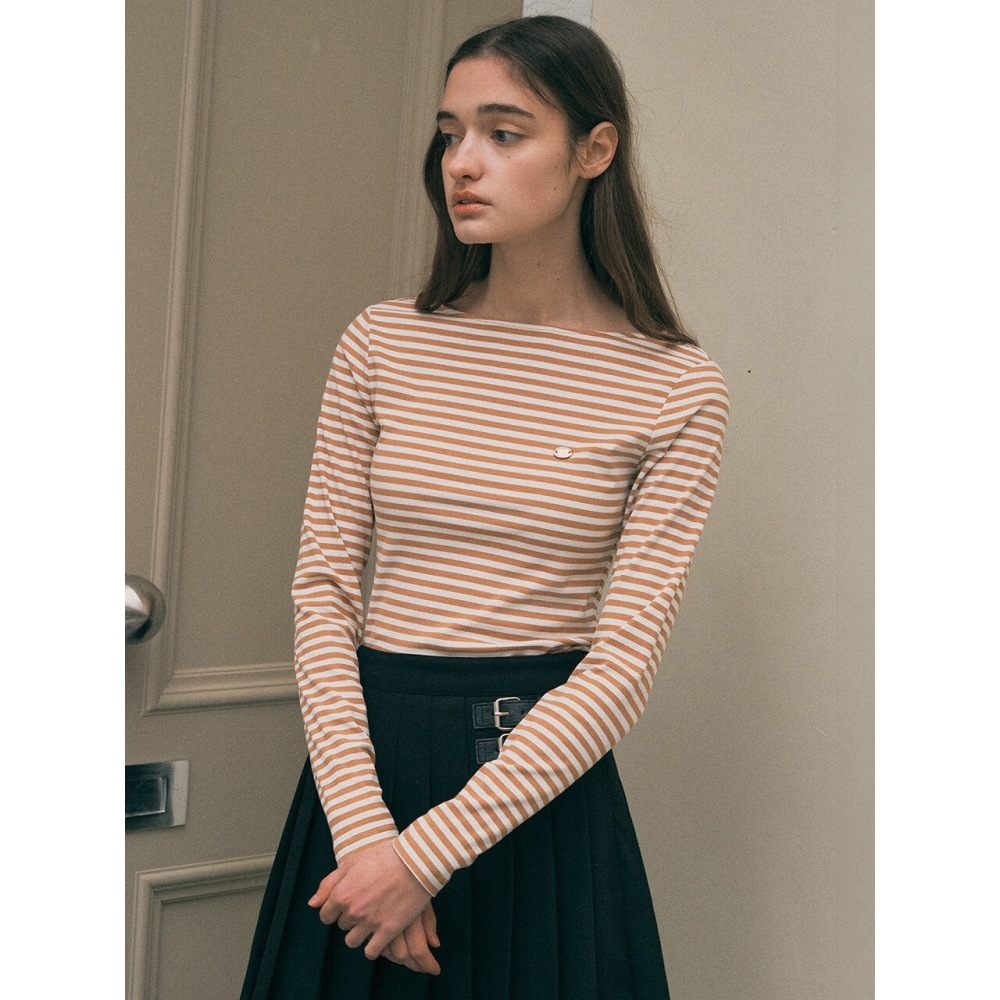 ロラローラストライプロングスリーブ T シャツ WH+BE