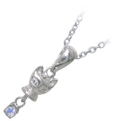 幸せを招く猫モチーフ ( 6月誕生石 ) シルバー ムーンストーンペンダントネックレス楽ギフ_包装