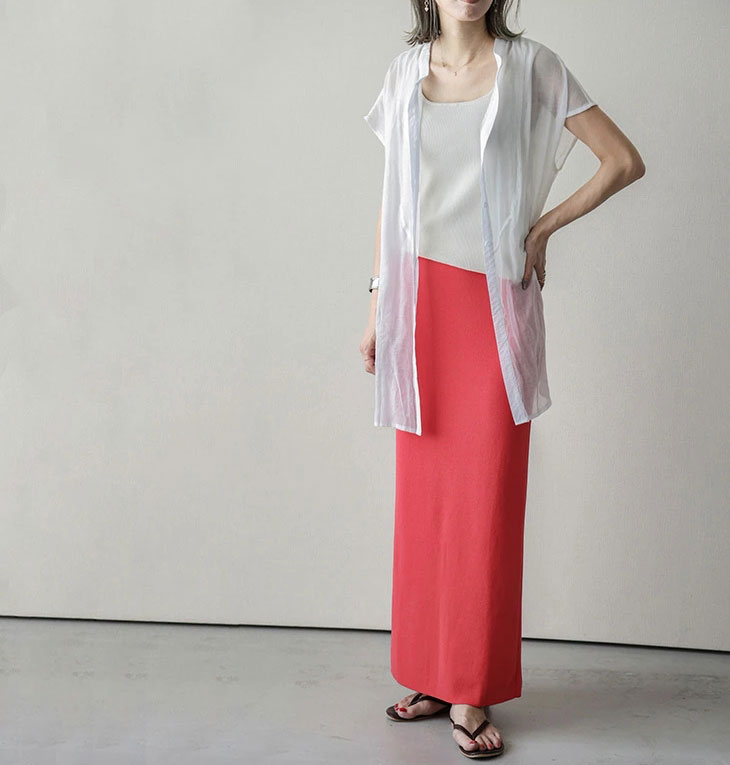 2022春夏新作 リブロングスカート リブ スカート ロング丈 ボトムス レディース