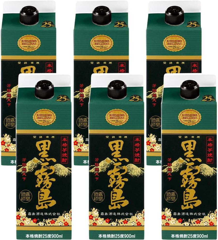 25度くろきりしま900mlパック6本芋焼酎クロキリメーカー宮崎県：霧島酒造(株)