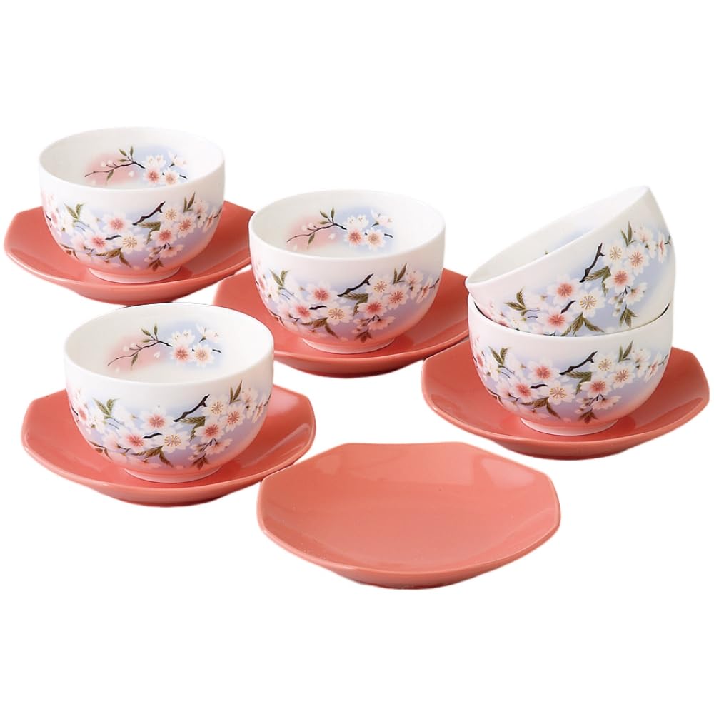 エールネット(Ale-net) 湯呑 ゆのみ 5個セット 径8.5×高5cm 160cc 淡墨桜 茶菓揃 5客湯呑セット 磁器 美濃焼 日本製