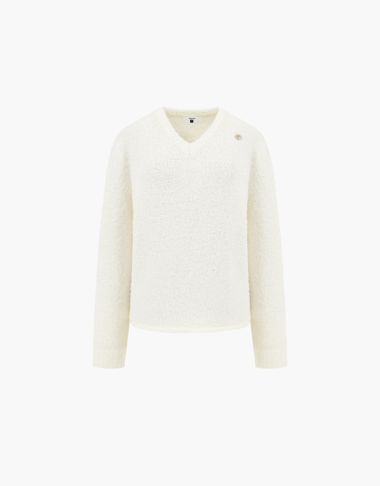【DEPOUND】 V NECK BOUCLE KNIT : IVORY