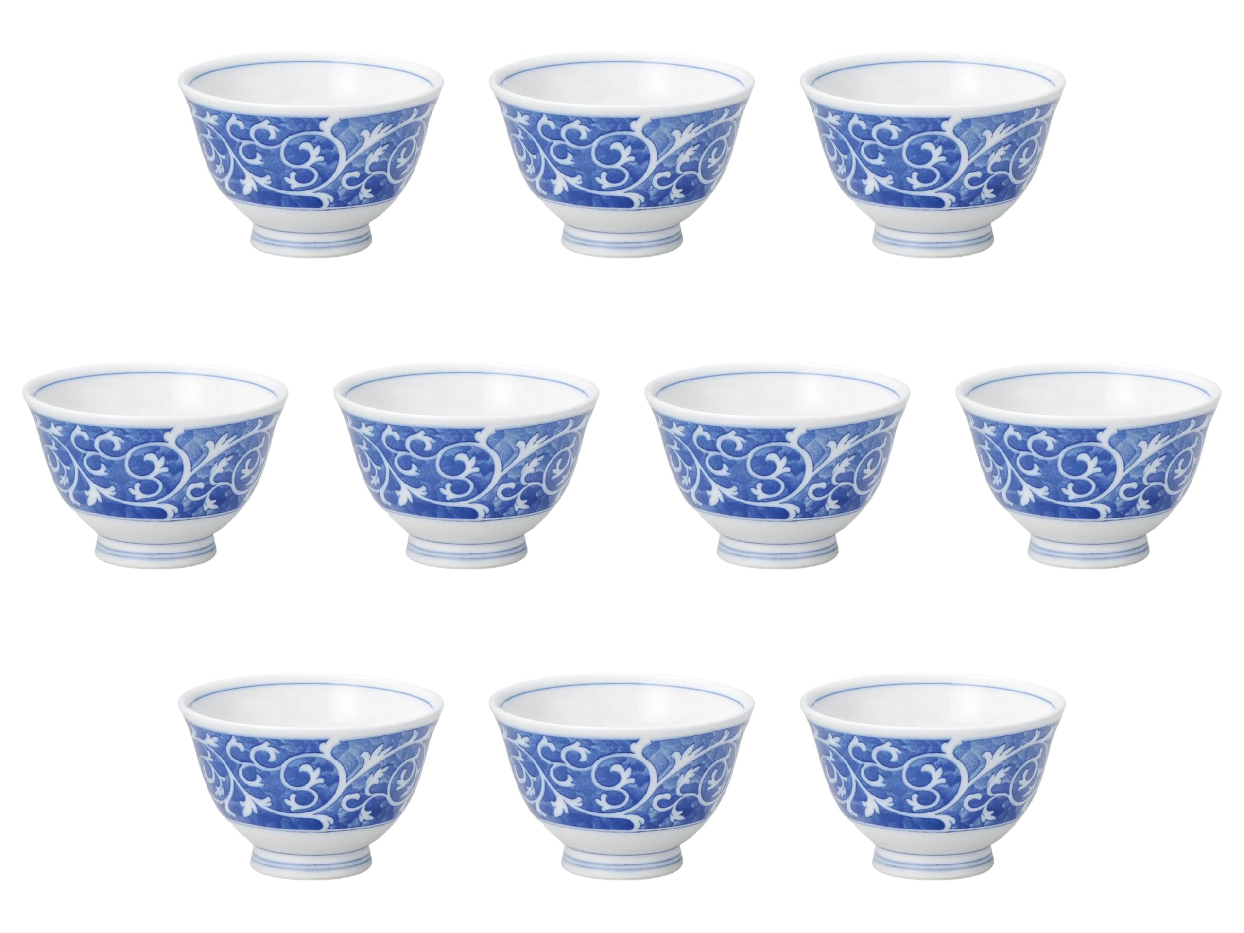 10個セット 唐草反千茶 [ 8.7×5.7(150) ] 煎茶 強化磁器 セトモノホンポ(Setomonohonpo)