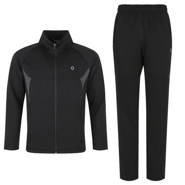 メンズ冬ソフト起毛トレーナースウェットセット CD SET Q002 ブラック_P415104687