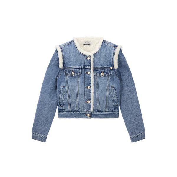 女性用ブルージャケット ボアミックス デニムジャケット ミディアムブルー YO4D6878_P410604850