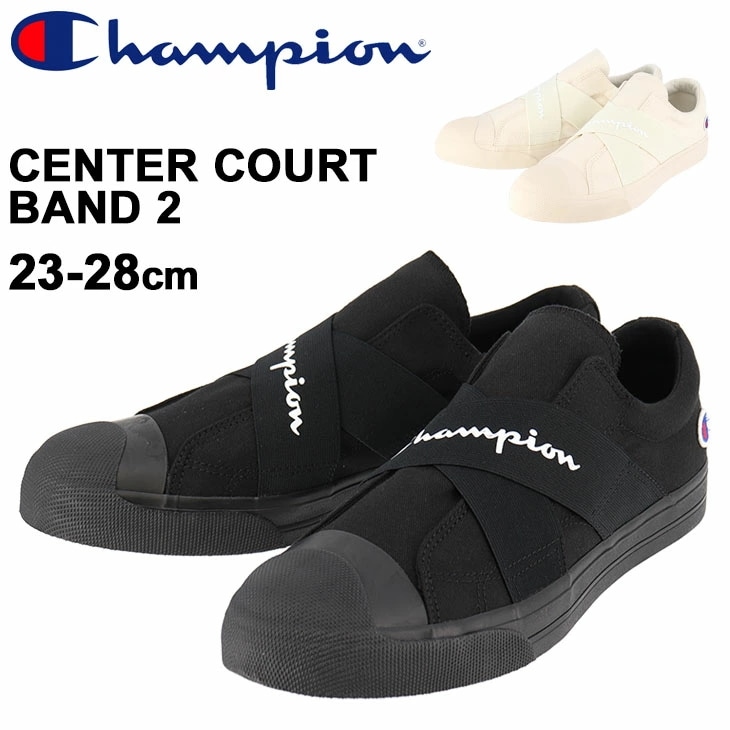 スニーカー メンズ レディース E幅 スリッポン シューズ チャンピオン Champion Center Court Band 2 ローカット 細身 23 28cm キャンバス Cp Lc0