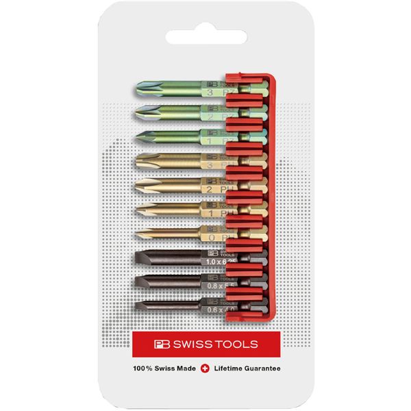 PB SWISS TOOLS ピービースイスツールズ 10本組 段付きビットセット ビットホルダー付 パッケージ仕様 E6.701CN