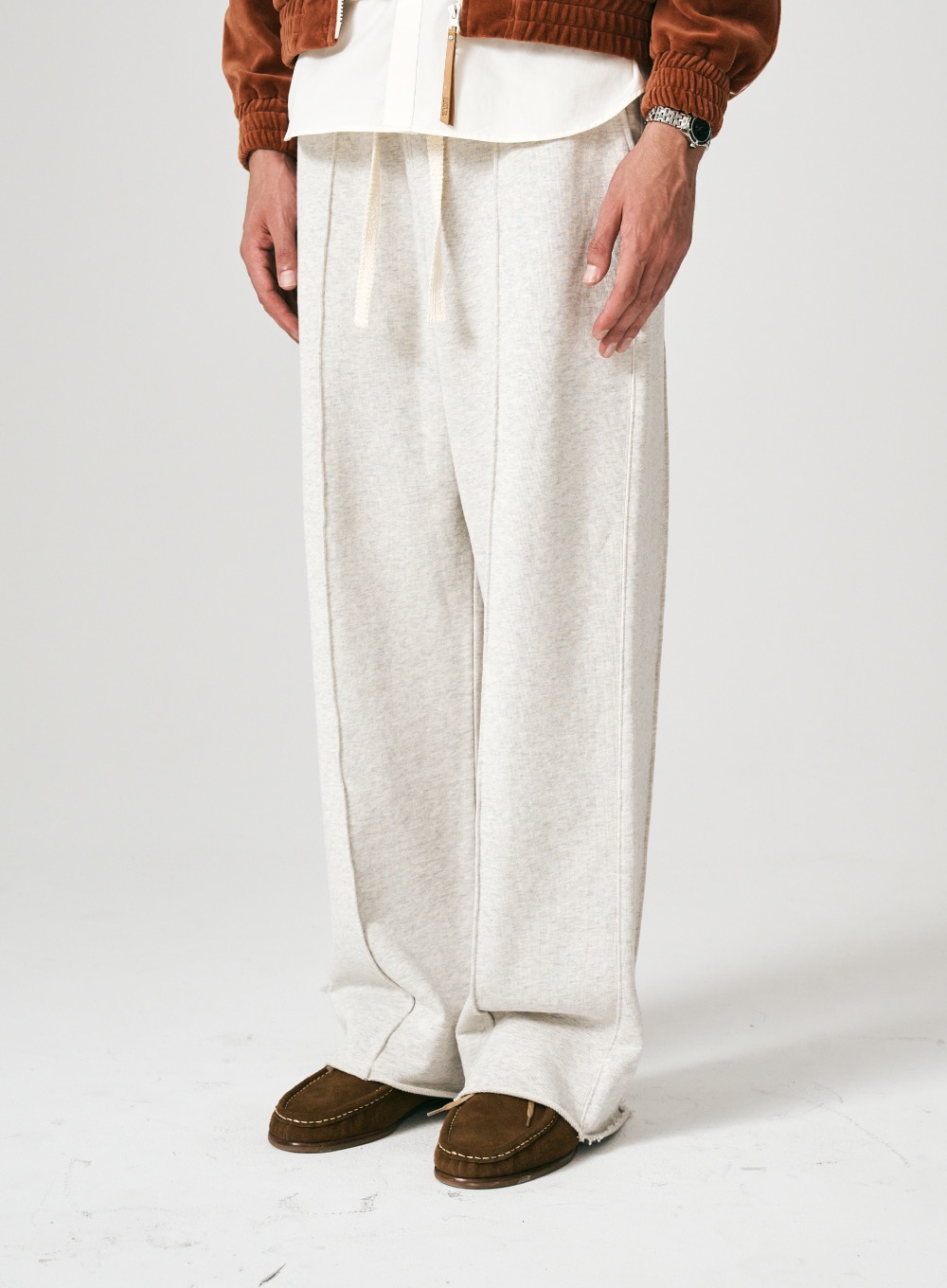 【SATUR】 COLMAR CUTTING SWEATPANTS : MELANGE OATMEAL