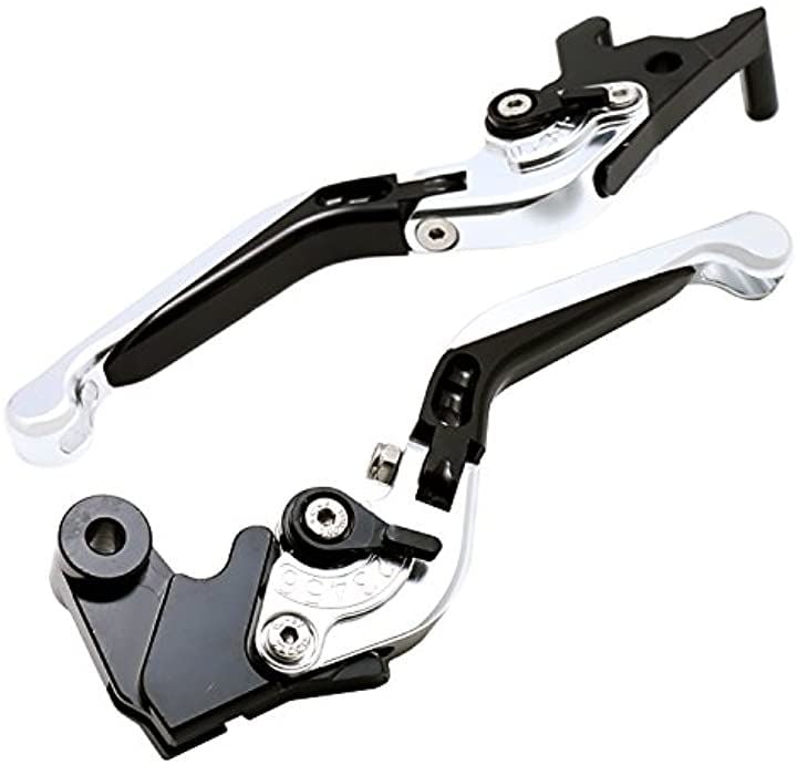 6段調節 可倒式 長さ調整可能 ブレーキレバー クラッチレバー YZF-R25 YZF-R3 MT-25 MT-03 nkr1023 シルバー(ブラック シルバー)