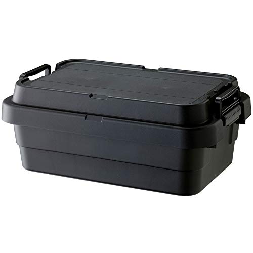 リス(RISU) 収納ボックス トランクカーゴ 30L ブラック 日本製 TC-50S LOW コンテナ ボックス スタッキングロータイプ屋外収納 キャンプ 防水