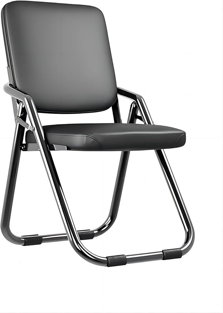 パイプ椅子 折りたたみチェア ミーティングチェア 会議椅子 背もたれ 折り畳み 軽量 取っ手付き イス 金属製 省スペース (ブラック, 86x55x46cm)