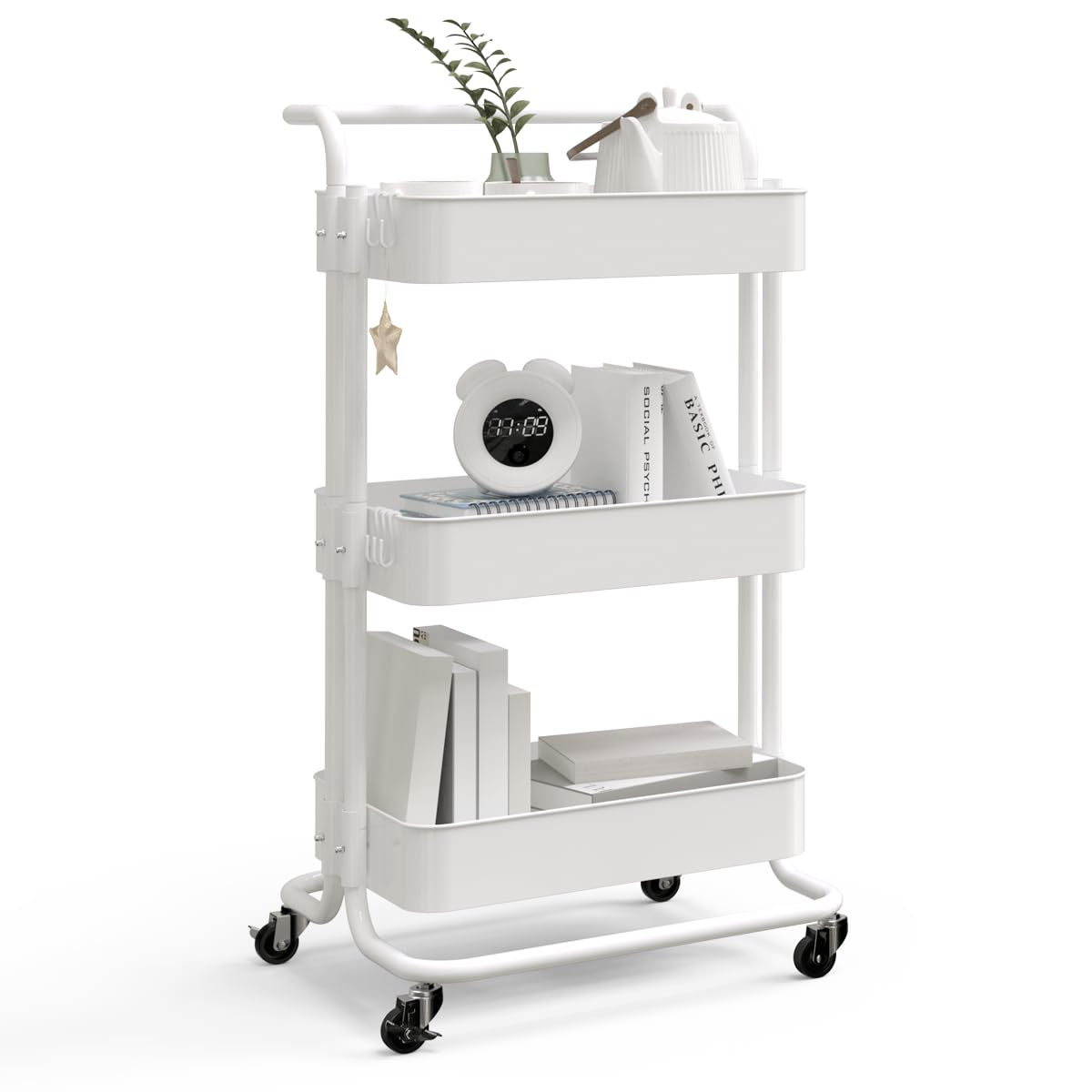 SOHAPI キッチンワゴン キャスター付きワゴン 3段/2段 サイドワゴン ベビーワゴン 収納ワゴン スチールワゴン キッチンカート ワゴン スリム ワゴン 収納 ワゴンラック 組立簡単 全体耐重6