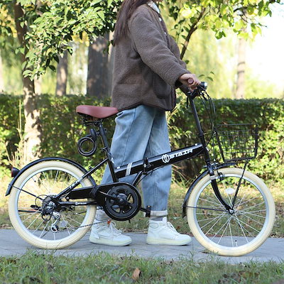 他サイト： 【短納期】折りたたみ自転車 20インチ シマノ6段変速ギア 折畳み 自転車 折り畳み自転車 ミニベロ フロントライト・カギ・カゴ付きの商品画像