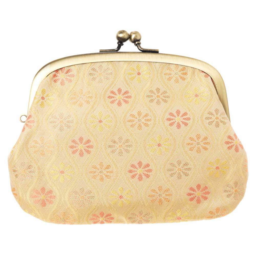 京都あらいそ　親子がま口財布　145 立涌菊花尽し　中身を小分けして収納　優美な和柄　西陣織名物裂　京都府の織物・和装小物