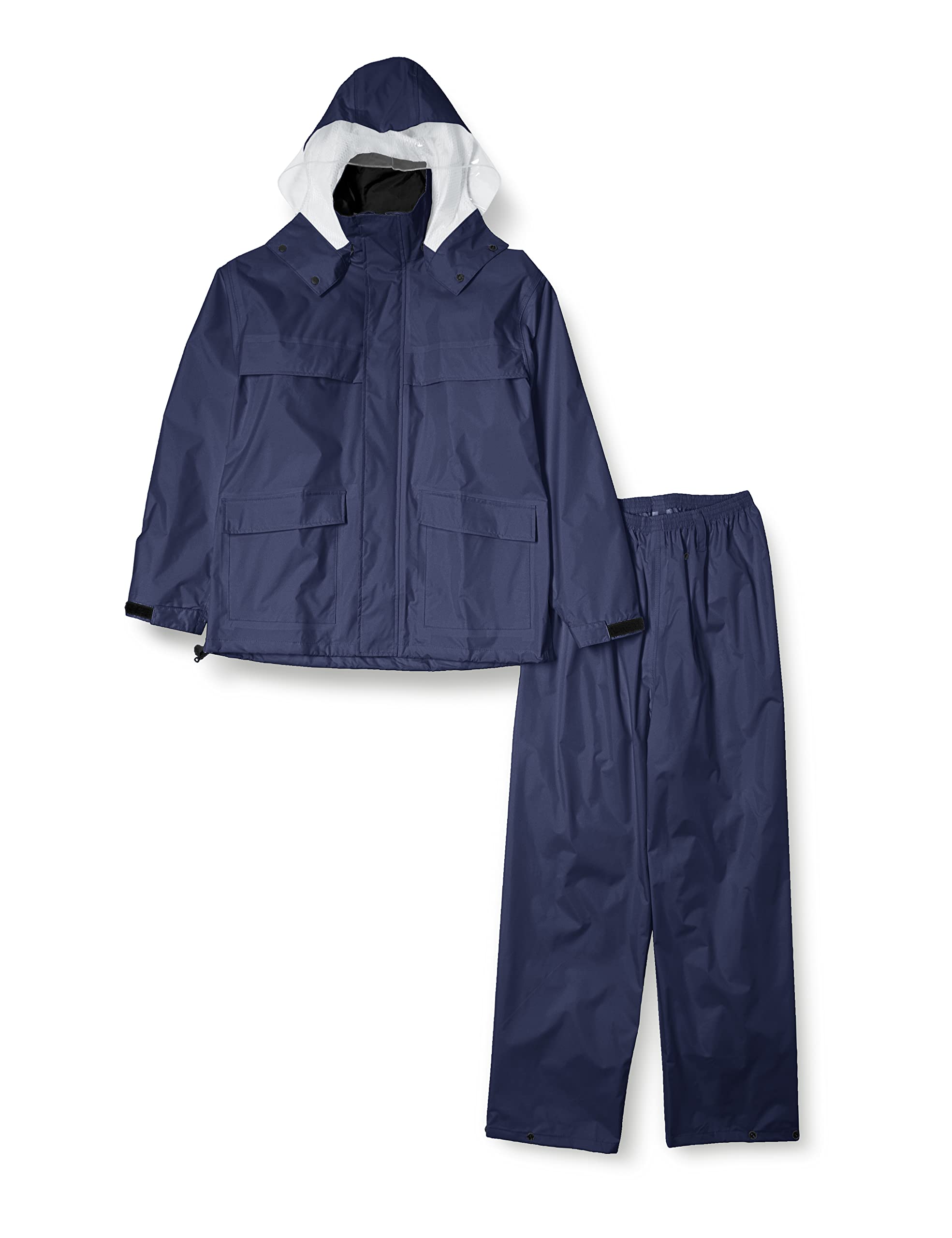 [カジメイク] 作業用レインスーツ 上下組 総裏メッシュ 匠レインスーツ ネイビー 5L