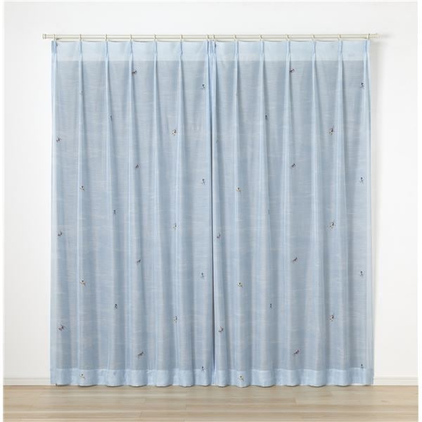 デザインライフ レースカーテン ジェシカボイル 約幅100x丈176cm ブルー V1350 1枚入