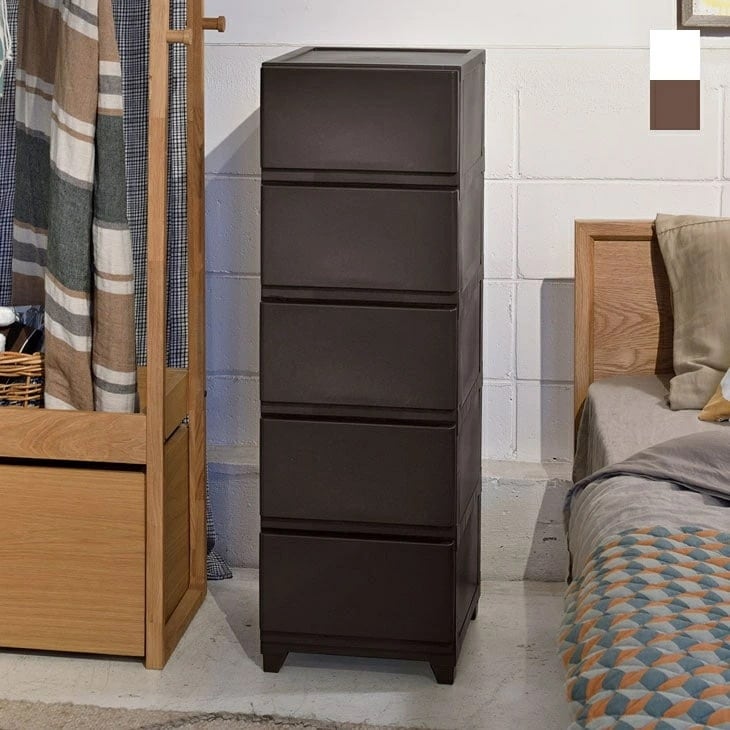 スリムチェスト 5段 側面化粧仕上げ 収納 引き出し 衣類 小物 片付け 整頓