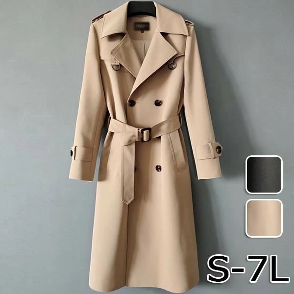 トレンチコート メンズ アウター コート ロング丈 ロングコート カジュアル シンプル 無地 春 秋 軽量 フリーサイズ オーバーサイズ ビックシルエット スプリングコート 秋コート 通勤 通学 おし