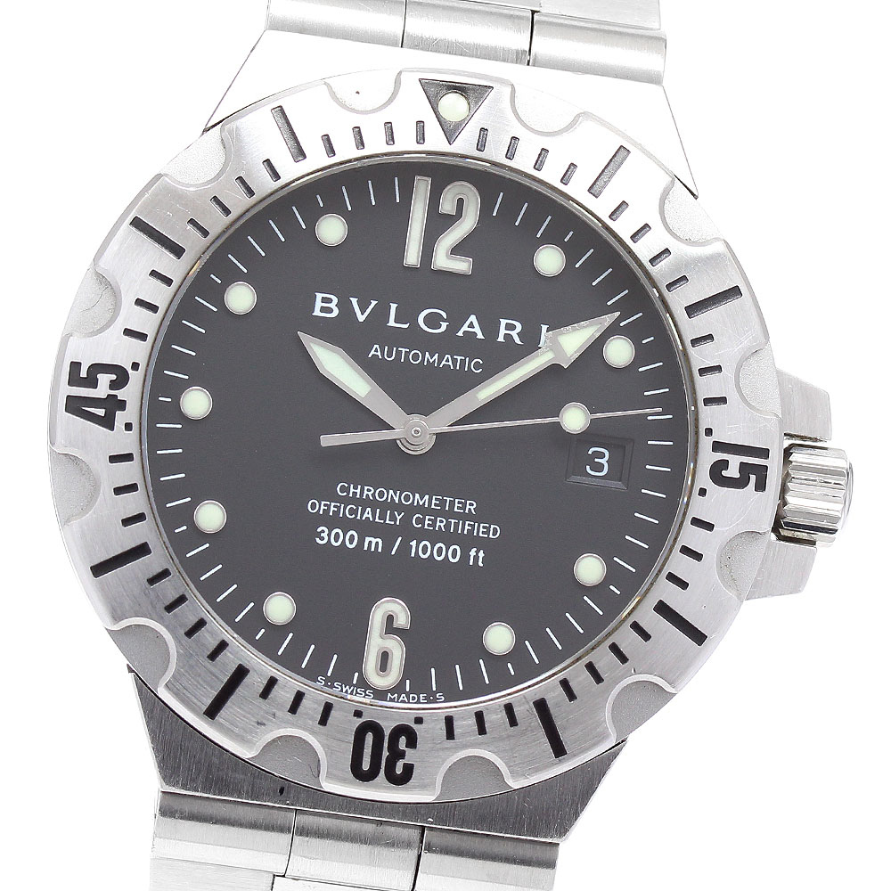 ブルガリ BVLGARI SD40S ディアゴノ スクーバ デイト 自動巻き メンズ 保証書付き_894042【中古】
