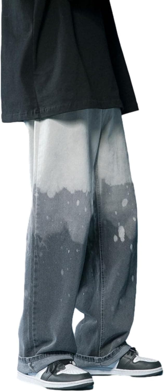 デニムパンツ ジーンズパンツ メンズ グラデーション ワイドパンツ ルーズ ビックサイズ 紳士用 ボトム ロングパンツ 大人 おしゃれ ヒップホップ アウトドア スポーティー 秋物 秋冬 バイクパンツ