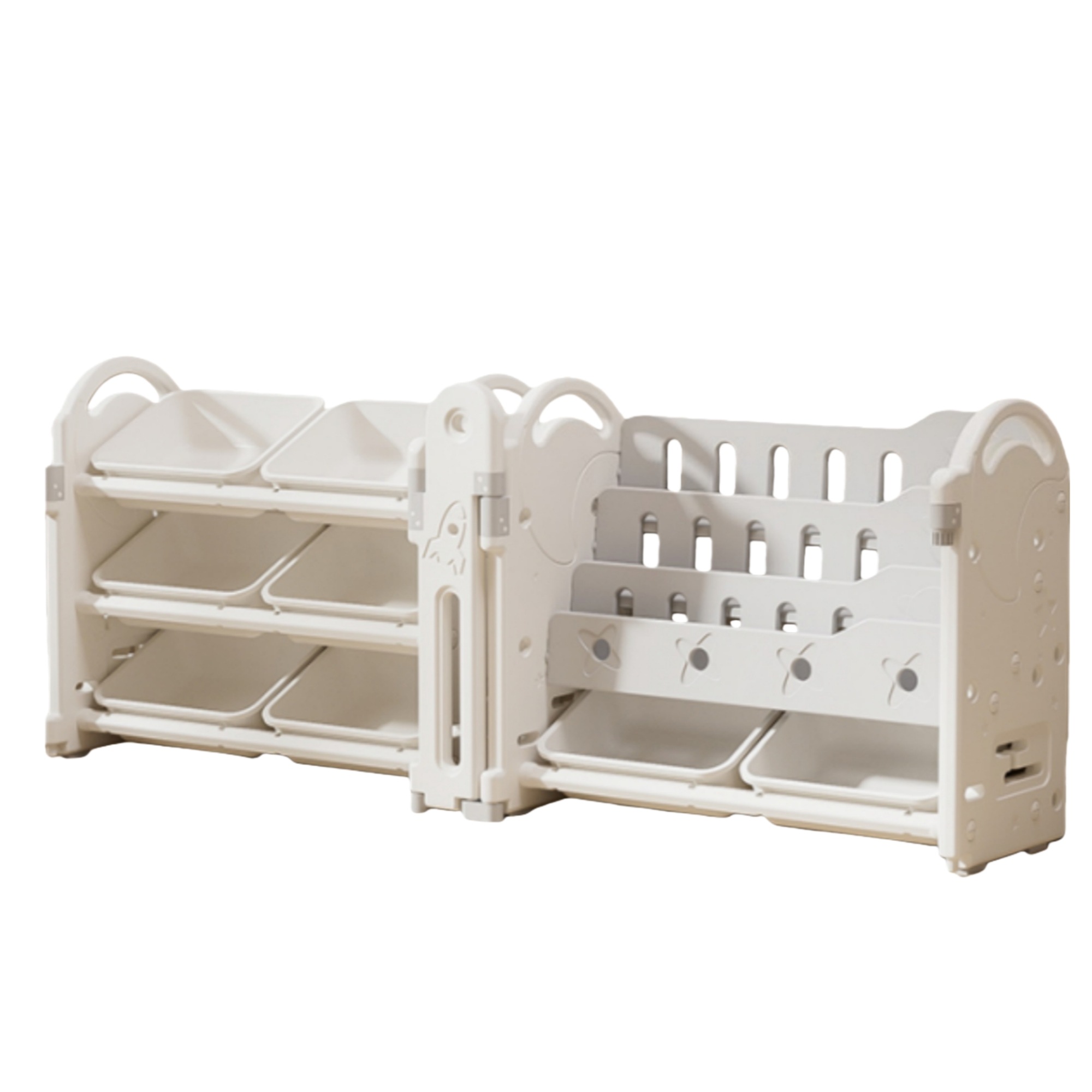 2026新作[80]おもちゃ 収納 ラック 3段 棚なし　おもちゃ箱 おもちゃ収納3段ラック 絵本棚 スリム グレー+ホワイト オモチャ収納 おしゃれ ワイドタイプ 大容量 組立カンタン こども キッ