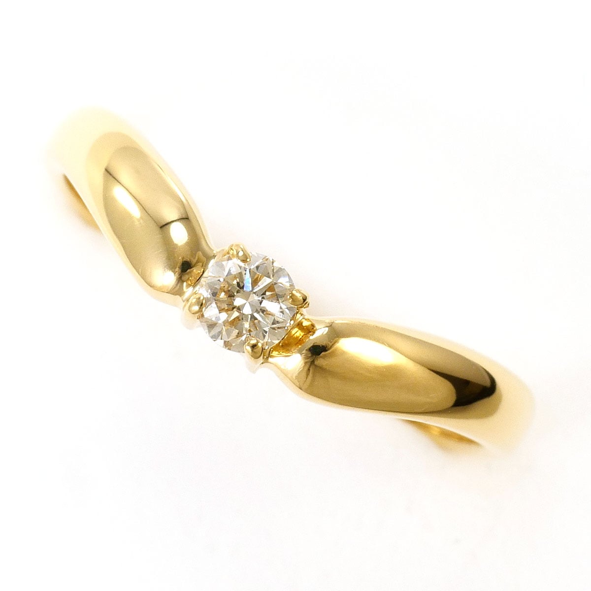 K18 18金 YG イエローゴールド リング・指輪 11号 ダイヤモンド 0.13ct 総重量約2.0g 中古