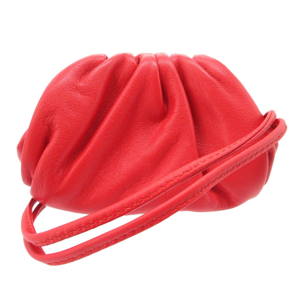 美品 ボッテガヴェネタ ザポーチ ミニ ポーチ レザー/レザー レッド 1443【中古】BOTTEGAVENETA レディース