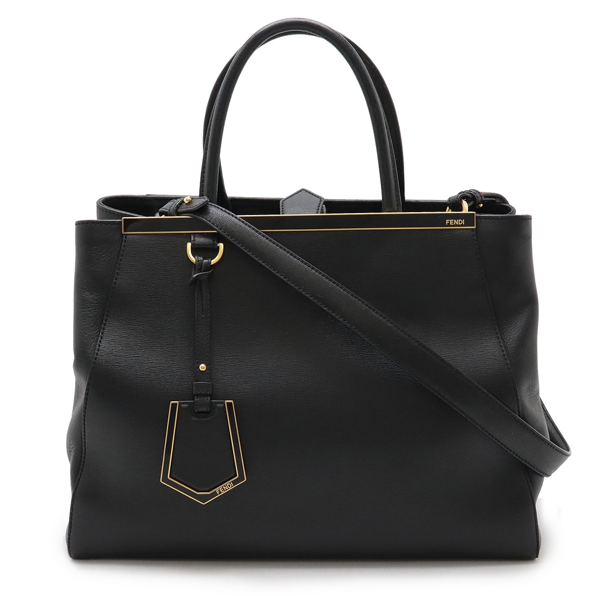 2JOURS トゥージュール ハンドバッグ 2WAY ショルダーバッグ セミショルダー レザー ブラック 黒 ゴールド金具 8BH25