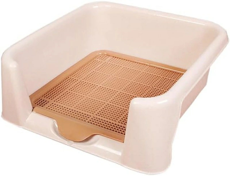 犬 トイレ トイレを覚えやすい囲い付きタイプのペットトイレ 飛び散り防止 滑り止め付き ワイドシー 犬猫用 レギュラー お掃除簡単 ふち漏れ防止 小型犬 中型犬 犬用トイレ M（42x42x15cm)