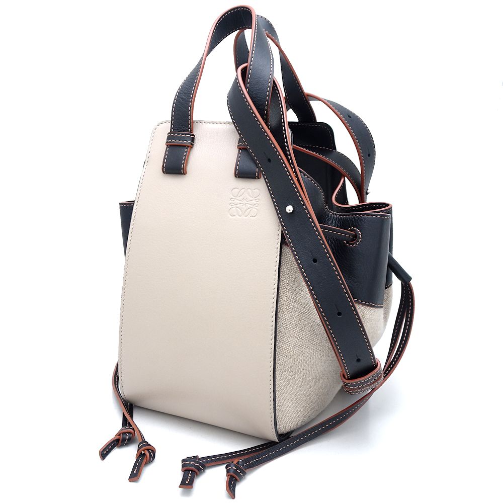 ハンモック ドローストリング バッグ スモール A538Z95X09 2Way リネンxカーフ Light Oat ライトオート Black ブラック/351045【中古】