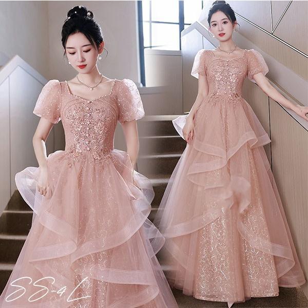 ドレス 大人 ピアノ 発表会 ロング丈 ぽっちゃり 大きいサイズ イブニングドレス 演奏会 ピアノ発表会 袖付き ワンピース Aライン ステージドレス