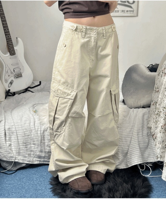 y2k cotton cargo maxi pants