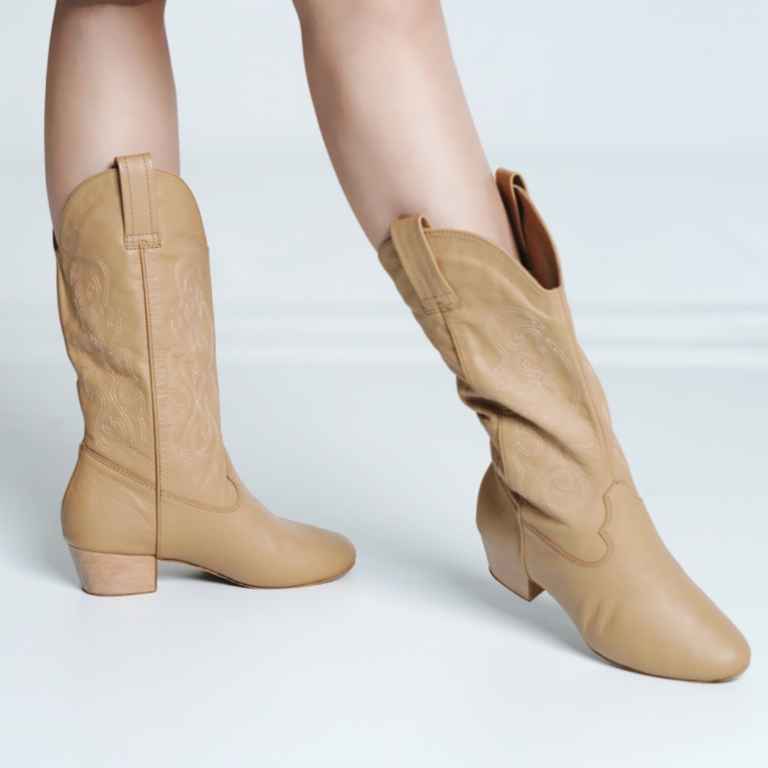 ダンスブーツ 牛革 刺繍 プロ キャラクターシューズ ユニセックス メンズ レディース 4cm ローヒール 本革 バレエ ステージ 演出 劇団 舞台 CB17LCO