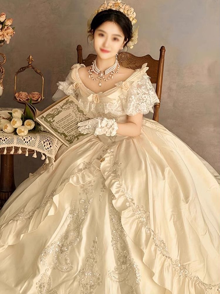 【1731人コレクション】ロリータ王女スカート成人高級軽豪華小衆一字肩学生芸考司会者演出服女性超仙