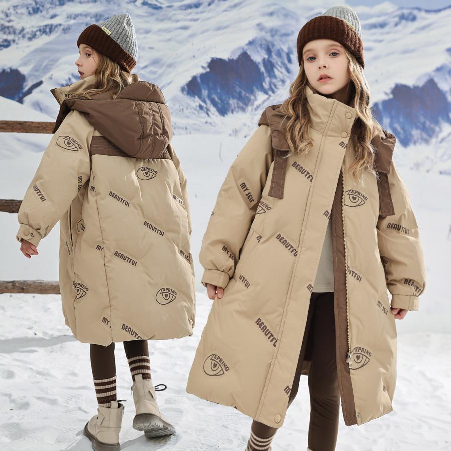 子供 ダウンコート コート 中綿 ロング ダウン キッズ ダウンジャケット 女子 オーバー フード付き ジャケット 厚手 撥水加工 ロング丈 防寒 冬
