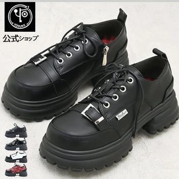 【公式SHOP特典キズ補修液付】 ヨースケ 厚底 レースアップシューズ レディース タンクソール 5cmヒール