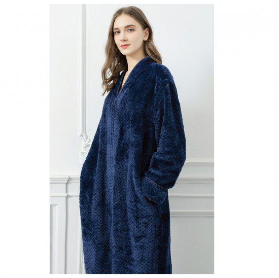 ルームウェア レディース バスローブ ロング丈 長袖 大きいサイズ ナイトウェア ナイトドレス 秋冬 ジッパー ポケット パジャマ 寝間着 部屋着 室内着 楽ちん リラックス ガウン 可愛い おしゃれ