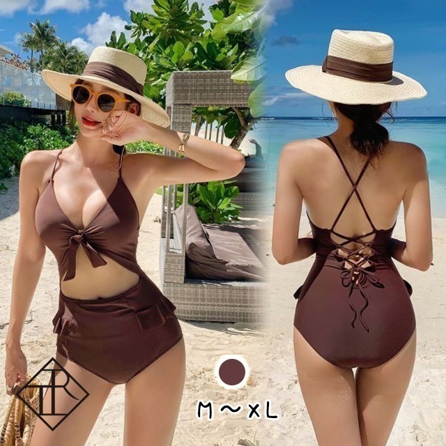 ２点で13o円OFF！【即納】水着 レディース 水着 体型カバー ビキニ 大きいサイズ ビキニ 人気 盛れる レースアップ トライアングルビキニ 肌見せ モノキニ カジュアル フェミニン ガーリー キ
