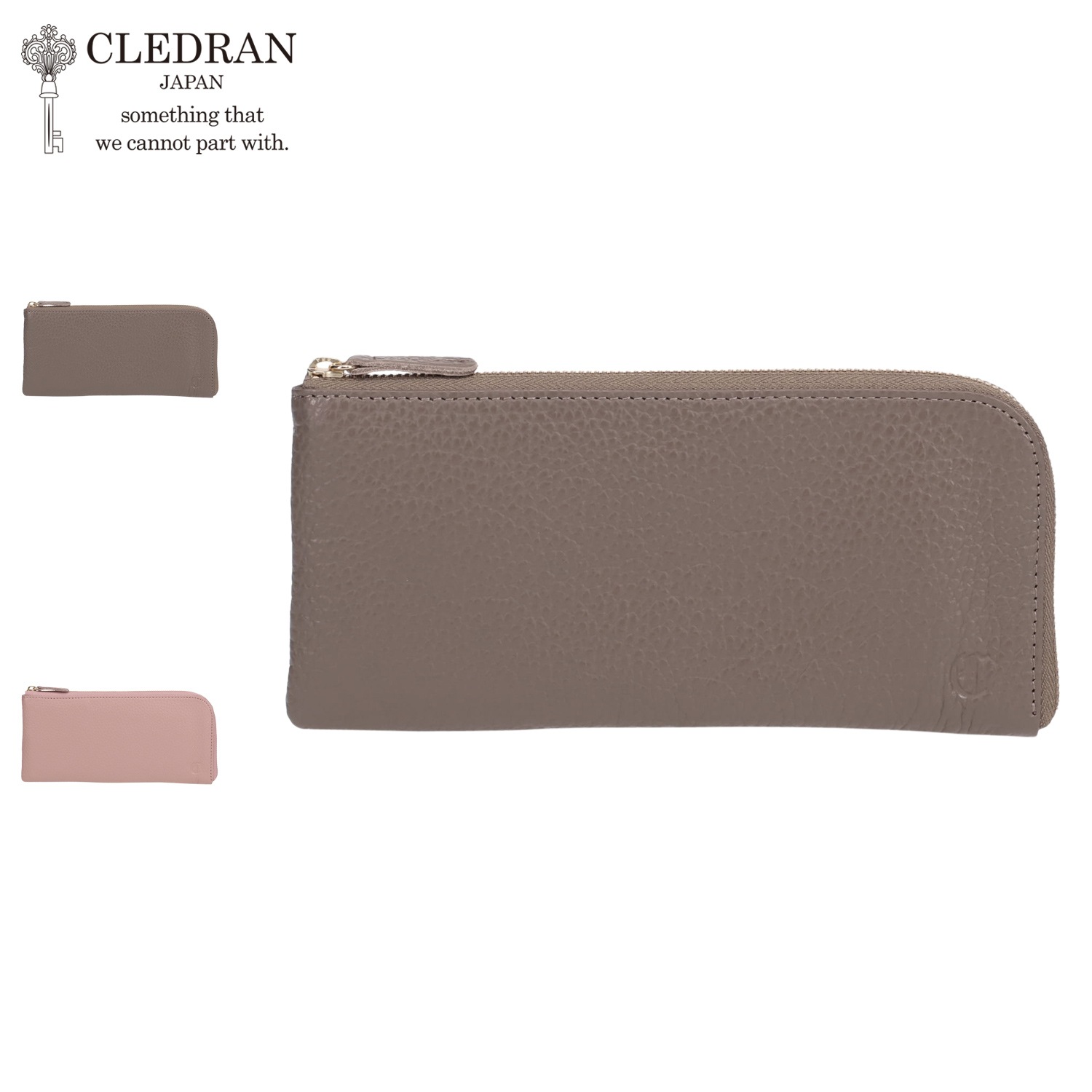 財布 長財布 レディース 本革 牛革 L字ファスナー SOU LONG SLIM WALLET ブラウン ピンク CL-3475