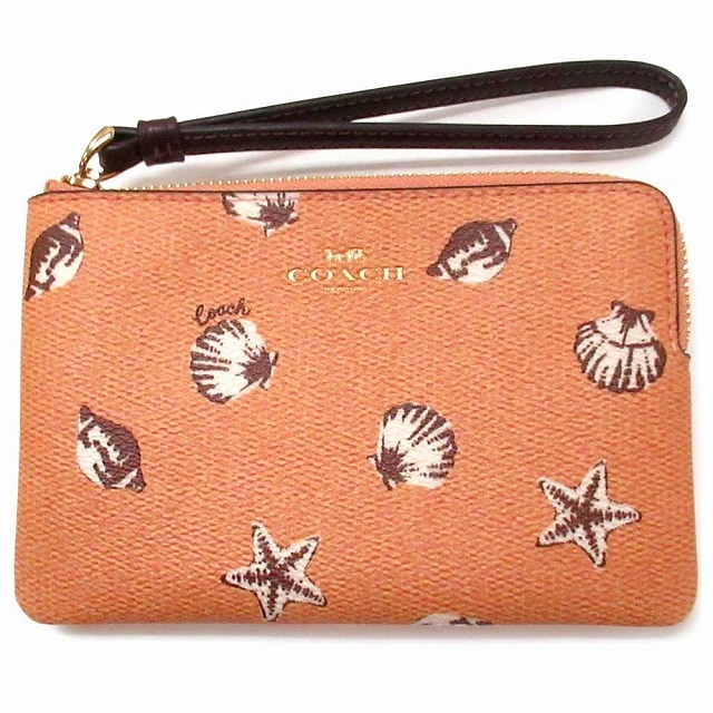 コーチ ポーチ COACH アウトレット PVC シェルプリント コーナー ジップ リストレット 貝殻柄 CBP23 IMY37