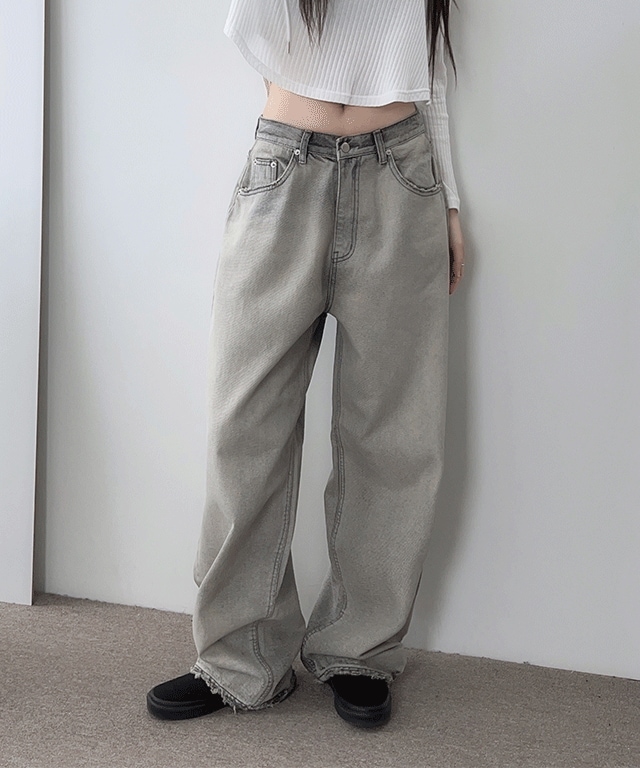 ヴィンテージ ワイド グレー ジーンズ
