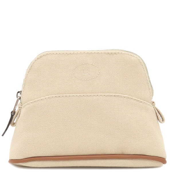 エルメス ポーチ ボリードポーチ ミニミニ コットン ナチュラル×オレンジ シルバー金具 新品 未使用 オフホワイト H104772M 01 【箱】【中古】