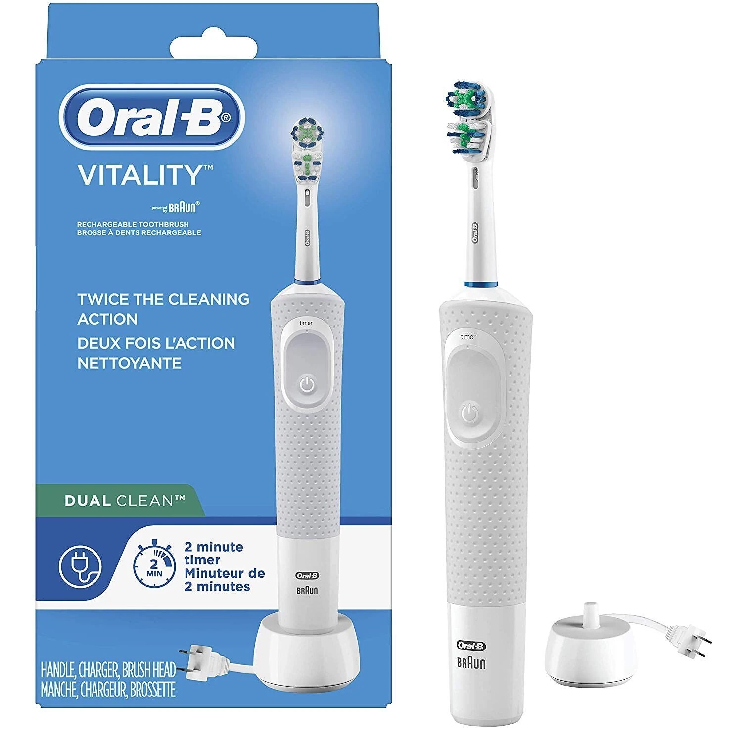 1 Oral-B 交換ブラシヘッド付き Oral-B 電気歯ブラシバイタリティフロスアクションホワイ