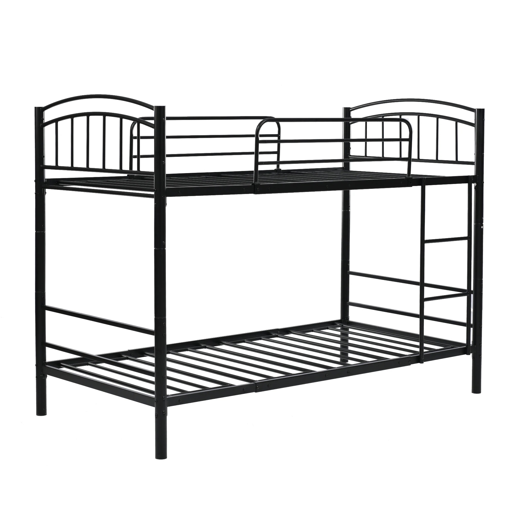 248【新作】【ブラック】チール 耐震 ベッド シングル 分離可能 パイプベッド パイプ 金属製 頑丈 垂直はしご 業務用二段ベッド 社員寮 学生寮