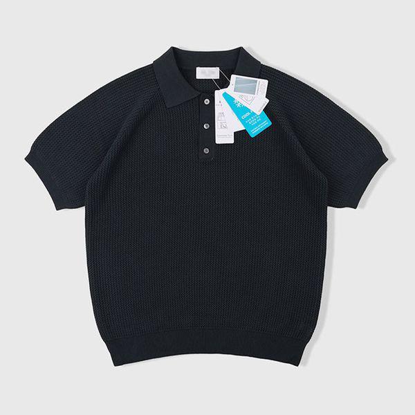 男性 ピーナッツ カラーネック すかし 半袖 ニットティー AT KNH Q013 ブラック_P422768694