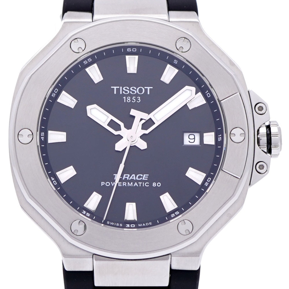 新品同様 自動巻き T-レース パワーマティック80 T141.807.17.051.00 腕時計 ステンレススチール ブラック 1451【中古】 メンズ