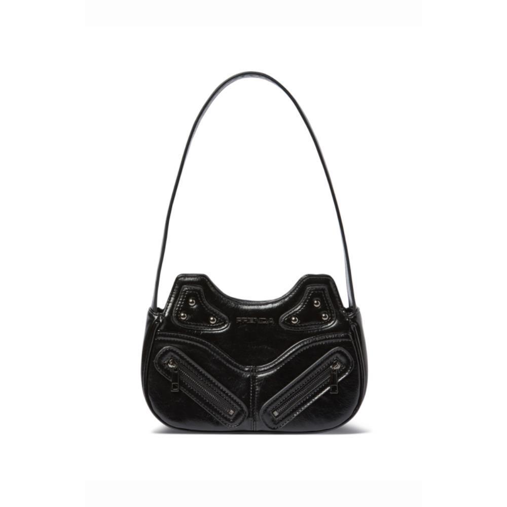 PRENDA SUEDE LEATHER ZIPPER BAG BLACK PRTVSSBG12WC6