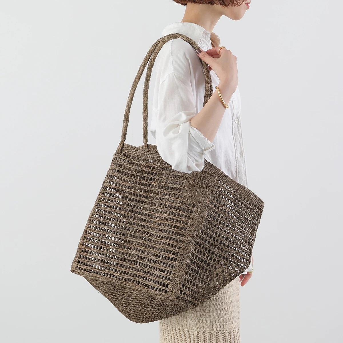 MADE IN MADA メイドインマダ かごバッグ HIT BAG ヒット レディース トートバッグ ラフィア メッシュ 鞄 TEA