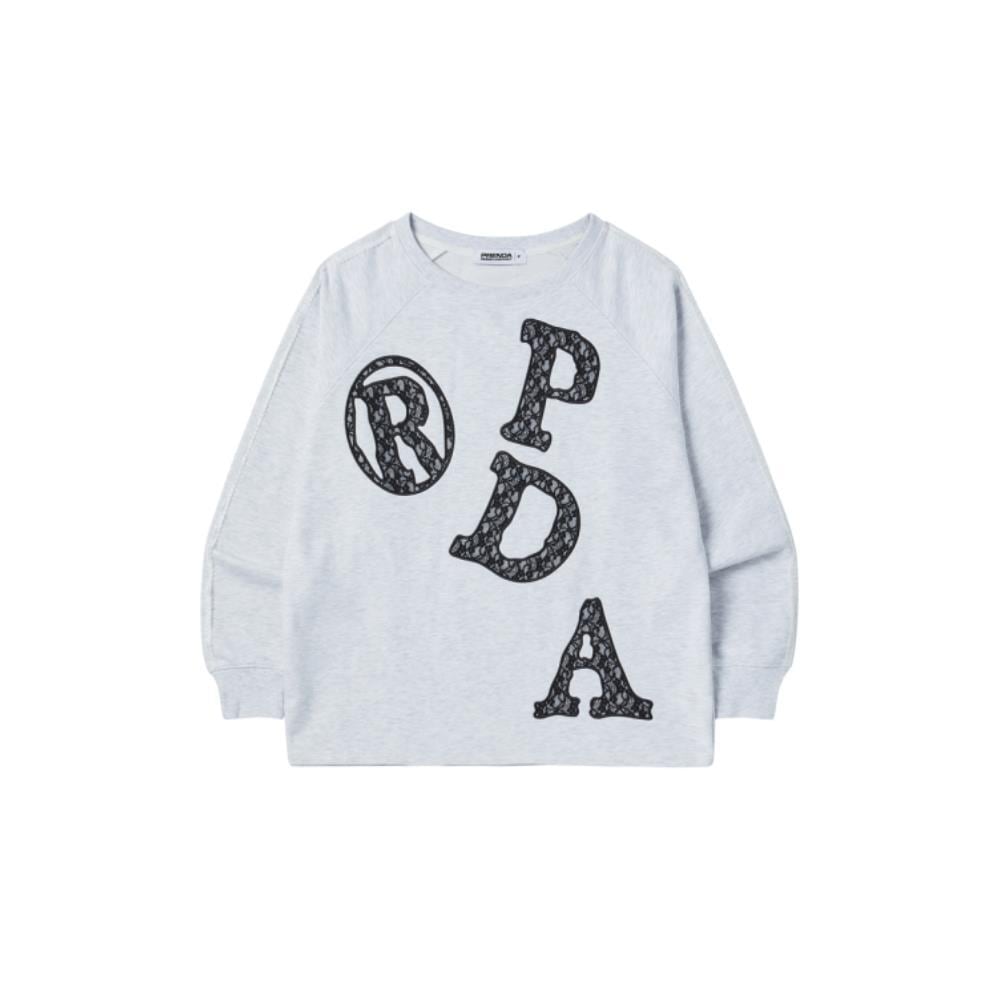 PRENDA PRDA LACE BIG PATCH OFFSHOULDER SWEATSHIRT HEATHE
