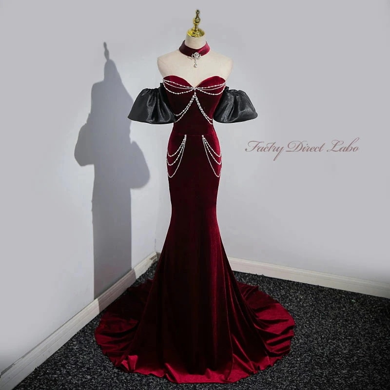 お袖取り外し可能 カラードレス ロングドレス 2way ワインレッド マーメイドドレス パーティードレス ウェディングドレス ウエディングドレス 結婚式 二次会 花嫁 前撮り 演奏会 発表会 披露宴 20,929円